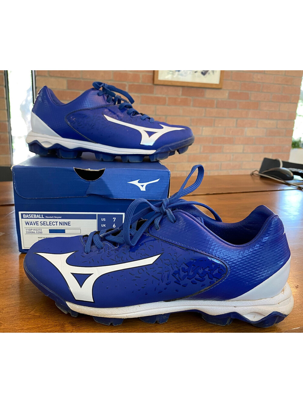 Men's MIZUNO WAVE SELECT NINE BASEBALL CLEATS Low Top ROYAL BLUE Size 7